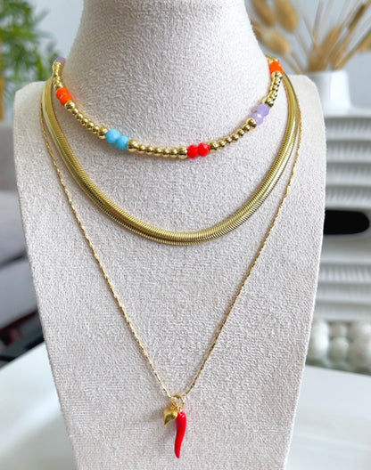 Red Italian Horn Charm Necklace