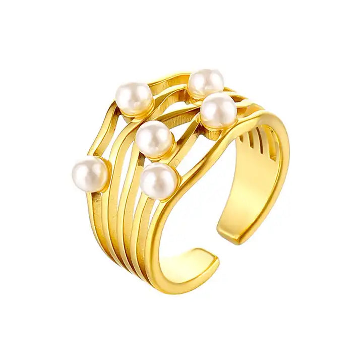 Pearl Open Gold Ring