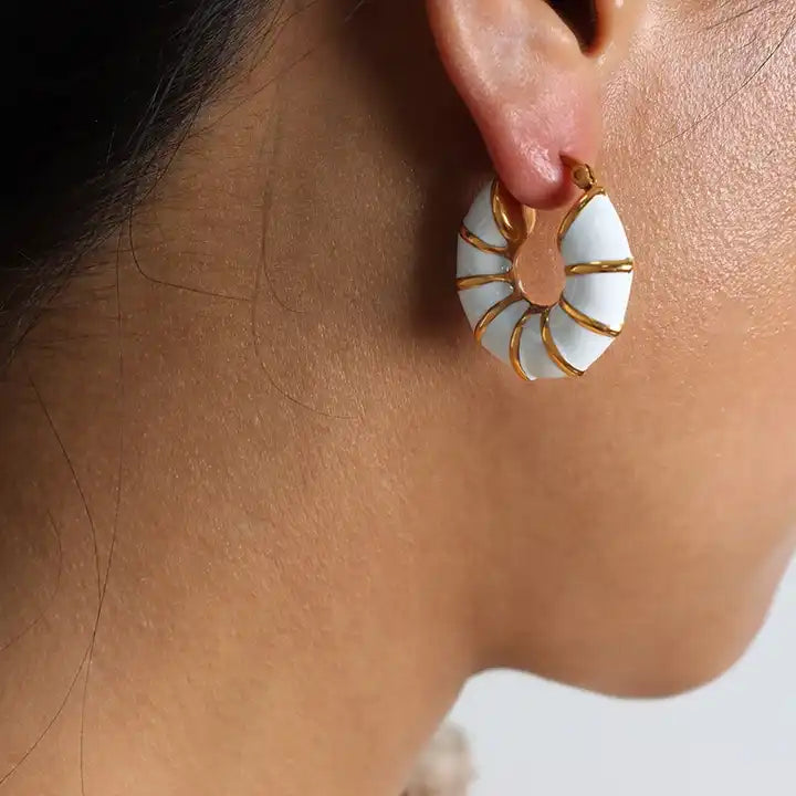 Enamel Thick Hoop Earrings