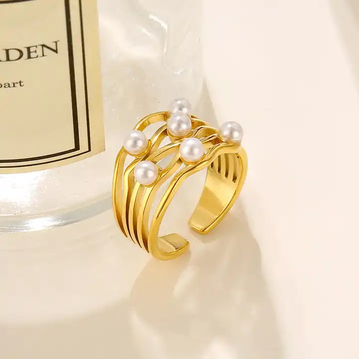 Pearl Open Gold Ring