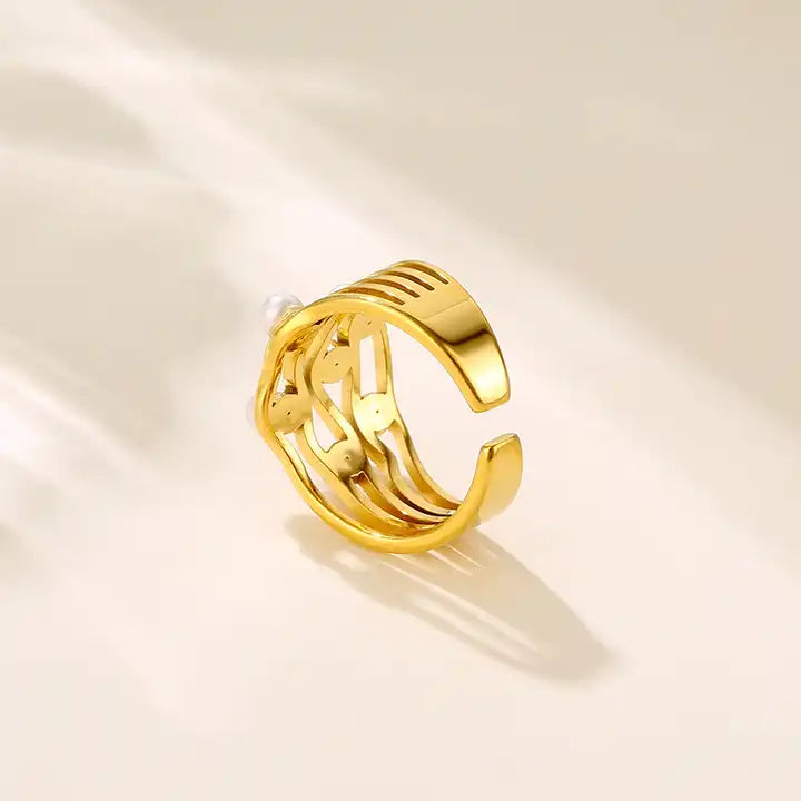 Pearl Open Gold Ring