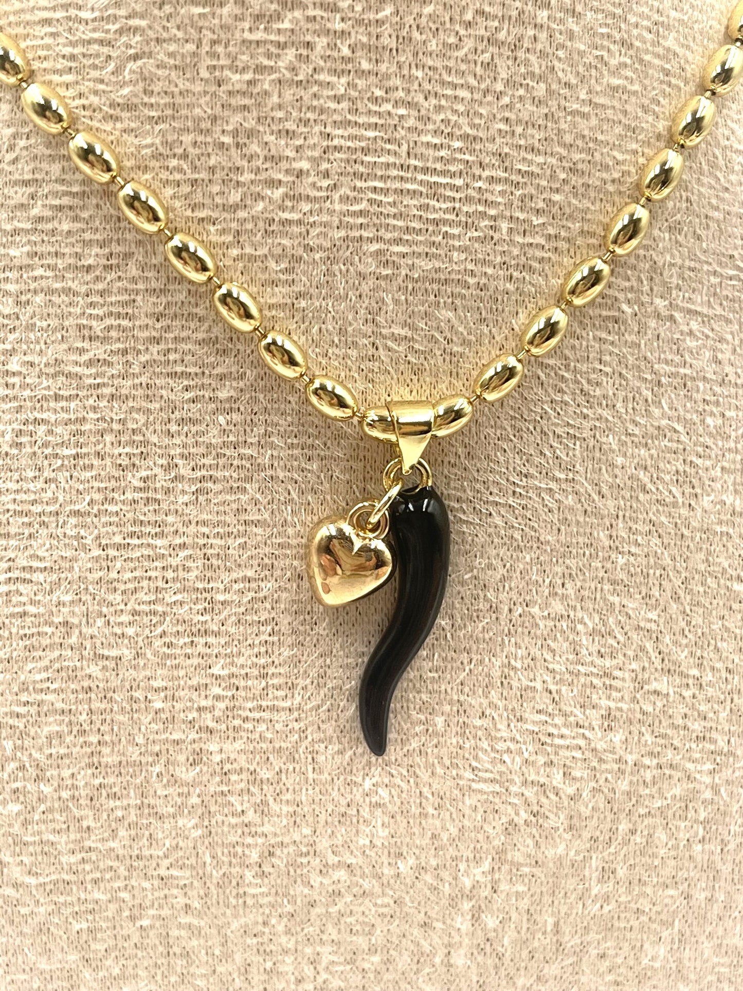 Italian Horn & Heart Necklace