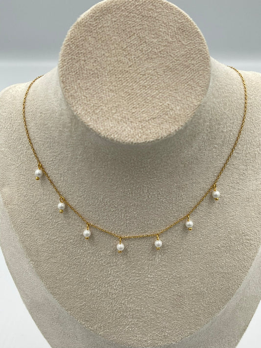 Small Millet Pearl Tassels Necklace