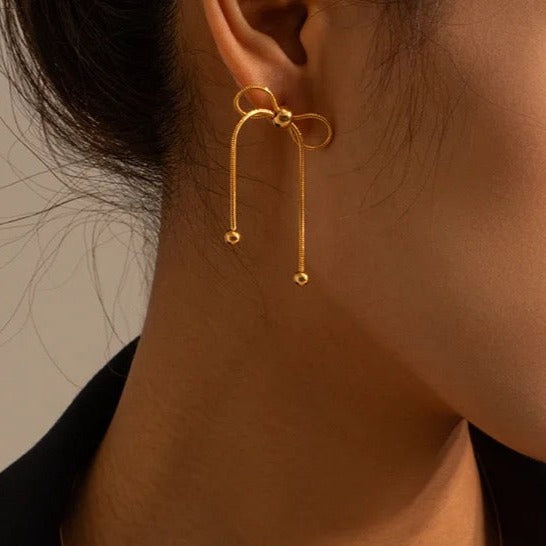 Gold Bow Earring