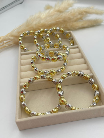 Gold and Silver Elastic Bracelets