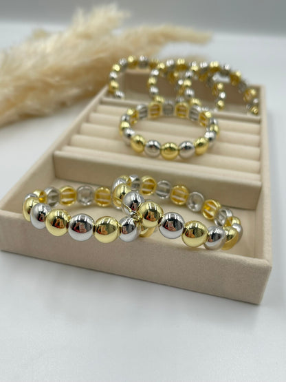 Gold and Silver Elastic Bracelets