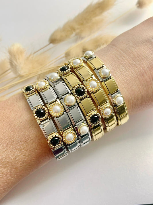 Three Pearl Elastic Bracelets