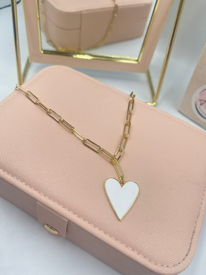 White Heart Necklace