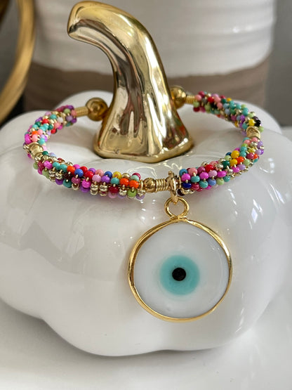 Multicolor Evil Eye Cuff Bracelet