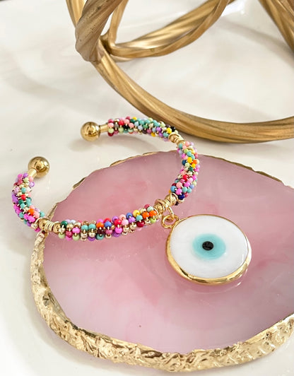 Multicolor Evil Eye Cuff Bracelet