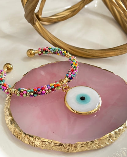 Multicolor Evil Eye Cuff Bracelet