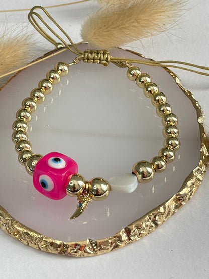 Evil Eye Bead Cube Bracelet