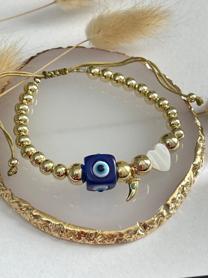 Evil Eye Bead Cube Bracelet