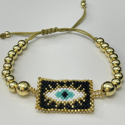 Miyuki Scapular with Gold bead Bracelet