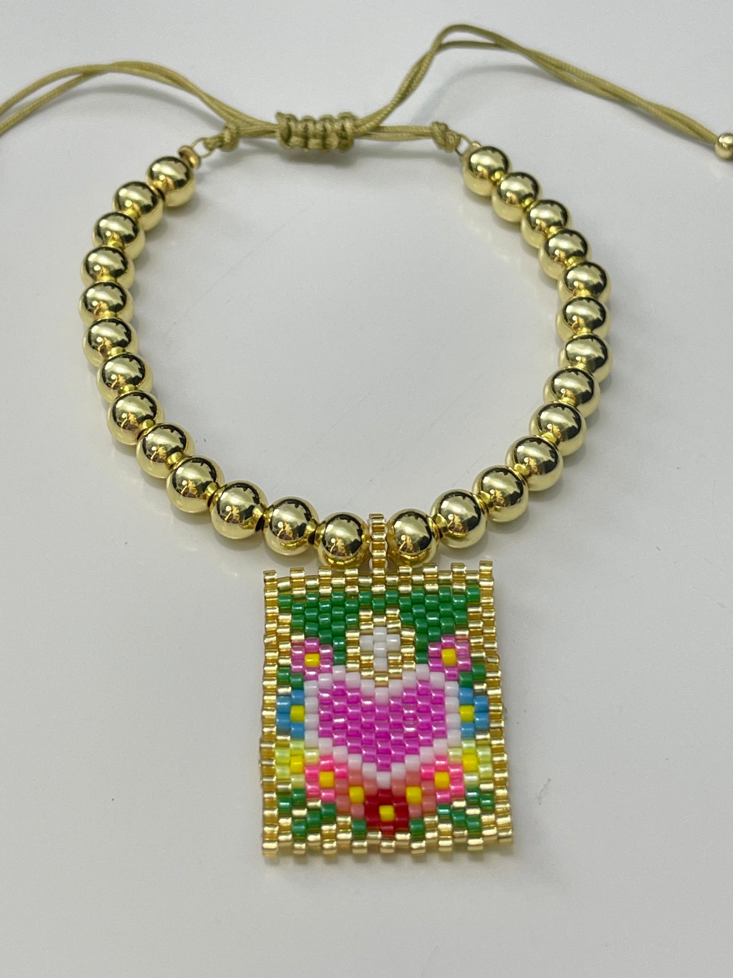 Miyuki Scapular with Gold bead Bracelet