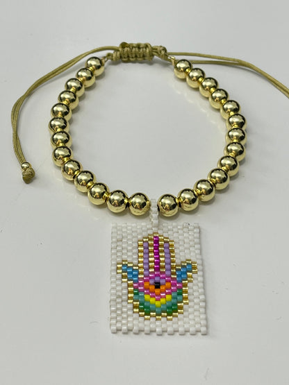 Miyuki Scapular with Gold bead Bracelet