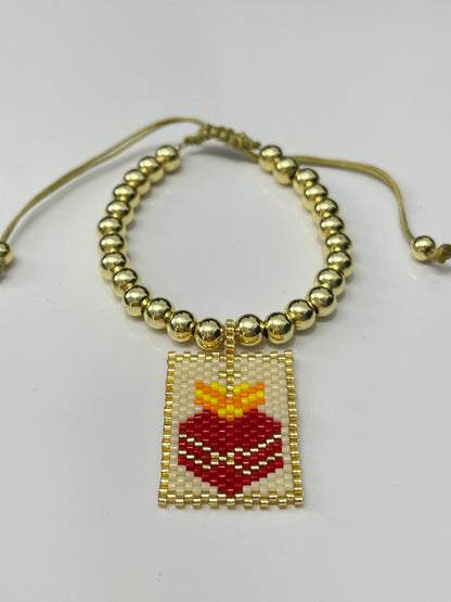 Miyuki Scapular with Gold bead Bracelet