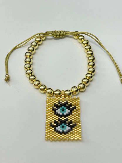 Miyuki Scapular with Gold bead Bracelet