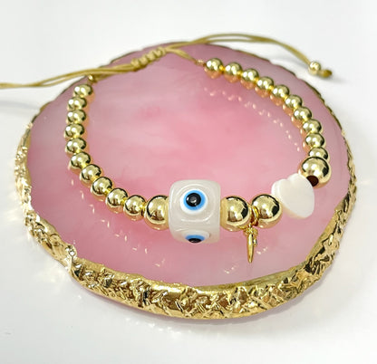 Evil Eye Bead Cube Bracelet