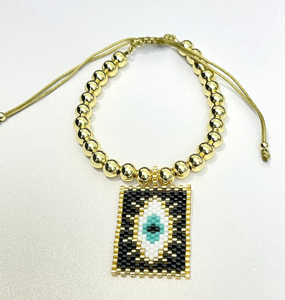 Miyuki Scapular with Gold bead Bracelet